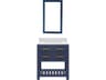 Madalyn Single Sink Carrara White Marble Countertop Bath Vanity in Monarch Blue with Rectangular Mirror (S)