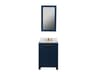 Madison Single Sink Carrara White Marble Countertop Bath Vanity In Monarch Blue with Satin Gold Hardware, Waterfall Faucet and Rectangular Mirror (S)