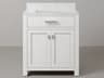Madison Single Sink Carrara White Marble Countertop Bath Vanity in Pure White