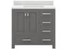 Madison Single Sink Carrara White Marble Countertop Bath Vanity in Cashmere Grey with Chrome Hardware