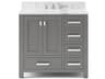 Madison Single Sink Carrara White Marble Countertop Bath Vanity in Cashmere Grey with Chrome Hardware and Classic Faucet