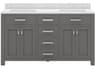 Madison Double Sink Carrara White Marble Countertop Bath Vanity in Cashmere Grey