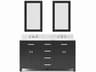 Madison Double Sink Carrara White Marble Countertop Bath Vanity in Espresso with Chrome Hardware, Classic Faucets and Rectangular Mirrors (S)
