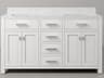 Madison Double Sink Carrara White Marble Countertop Bath Vanity in Pure White