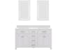 Madison Double Sink Carrara White Marble Countertop Bath Vanity in Pure White with Rectangular Mirrors (S)
