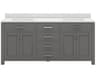 Madison Double Sink Carrara White Marble Countertop Bath Vanity in Cashmere Grey