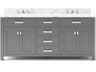 Madison ouble Sink Carrara White Marble Countertop Bath Vanity in Cashmere Grey with Chrome Hardware and Classic Faucets