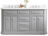 Palace Double Sink Carrara Quartz Countertop Bath Vanity in Cashmere Grey with Chrome Hardware