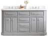 Palace Double Sink Carrara Quartz Countertop Bath Vanity in Cashmere Grey with Chrome Hardware and Classic Faucets