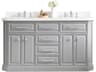 Palace Double Sink Carrara Quartz Countertop Bath Vanity in Cashmere Grey with Chrome Hardware and Waterfall Faucets