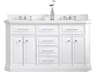 Palace Double Sink Carrara Quartz Countertop Bath Vanity in Pure White with Chrome Hardware