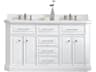 Palace Double Sink Carrara Quartz Countertop Bath Vanity in Pure White with Polished Nickel (PVD) Hardware and Waterfall Faucet