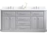 Palace Double Sink Carrara Quartz Countertop Bath Vanity in Cashmere Grey with Chrome Hardware and Waterfall Faucets