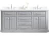 Palace VaDouble Sink Carrara Quartz Countertop Bath Vanity in Cashmere Grey with Chrome Hardware and Hook Faucetsnity