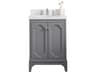 Queen Single Sink Sink Carrara Quartz Countertop Bath Vanity in Cashmere Grey with Chrome Hardware and Waterfall Faucet