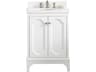 Queen Single Sink Sink Carrara Quartz Countertop Bath Vanity in Pure White with Polished Nickel (PVD) Hardware and Waterfall Faucet