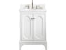 Queen Single Sink Sink Carrara Quartz Countertop Bath Vanity in Pure White with Polished Nickel (PVD) Hardware and Hook Facuet