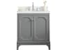 Queen Single Sink Sink Carrara Quartz Countertop Bath Vanity in Cashmere Grey with Chrome Hardware and Hook Faucet