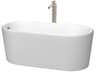 Ursula Matte White Bathtub with Floor Mounted Faucet, Drain and Overflow Trim