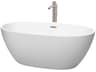 Juno Matte White Bathtub with Floor Mounted Faucet, Drain and Overflow Trim