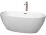Juno Matte White Bathtub with Floor Mounted Faucet, Drain and Overflow Trim