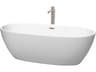 Juno Matte White Bathtub with Floor Mounted Faucet, Drain and Overflow Trim
