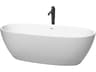 Juno Matte White Bathtub with Shiny White Trim and Floor Mounted Faucet