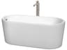Ursula White Bathtub with Floor Mounted Faucet, Drain and Overflow Trim