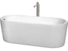 Ursula White Bathtub with Floor Mounted Faucet, Drain and Overflow Trim