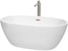 Juno White Bathtub with Floor Mounted Faucet, Drain and Overflow Trim