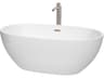 Juno White Bathtub with Floor Mounted Faucet, Drain and Overflow Trim