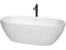 Juno White Bathtub with Shiny White Trim and Floor Mounted Faucet