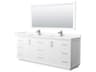 Strada 84" White Vanity with 70" Mirror