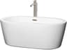 Mermaid White Bathtub with Floor Mounted Faucet, Drain and Overflow Trim