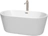 Carissa White Bathtub with Floor Mounted Faucet, Drain and Overflow Trim