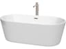 Carissa White Bathtub with Floor Mounted Faucet, Drain and Overflow Trim