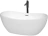 Rebecca White Bathtub with Polished Chrome Trim and Floor Mounted Faucet