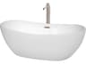 Rebecca White Bathtub with Floor Mounted Faucet, Drain and Overflow Trim