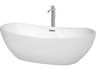 Rebecca White Bathtub with Floor Mounted Faucet, Drain and Overflow Trim