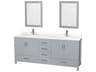 Sheffield 80" Gray Vanity with 24" Mirror