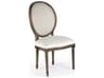 Medallion Oak Wood White Upholstered Armless Dining Chair