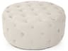 Natural Linen Cream Upholstered Tufted Ottoman