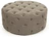 Grey Linen Upholstered Tufted Ottoman