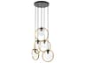Lugano 5 Light Pendant in Black and Vintage Brass