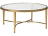 Metal Designs Sangiovese Round Glass Antique Gold Leaf Cocktail Table