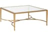 Metal Designs Sangiovese Square Glass Antique Gold Leaf Cocktail Table