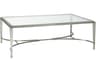 Metal Designs Sangiovese Rectangular Glass Antique Silver Leaf Cocktail Table