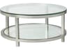 Metal Designs Per Se Round Glass Antique Silver Leaf Cocktail Table