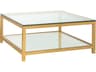 Metal Designs Per Se Square Glass Antique Gold Leaf Cocktail Table