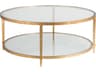 Metal Designs Claret Round Glass Gold Leaf Cocktail Table